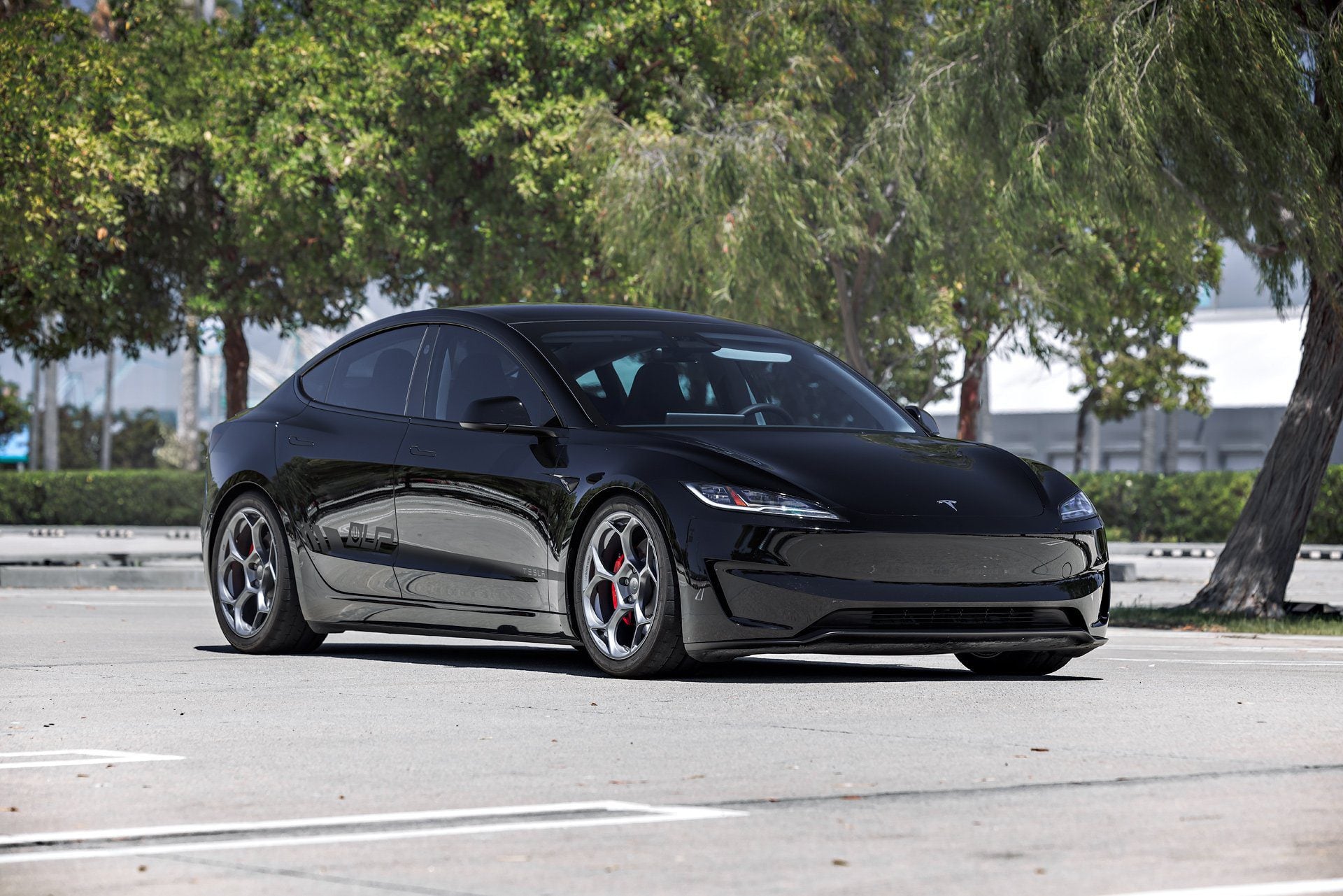 Black Tesla Model 3 Performance – UP-05 Forged Wheels in Satin Titanium