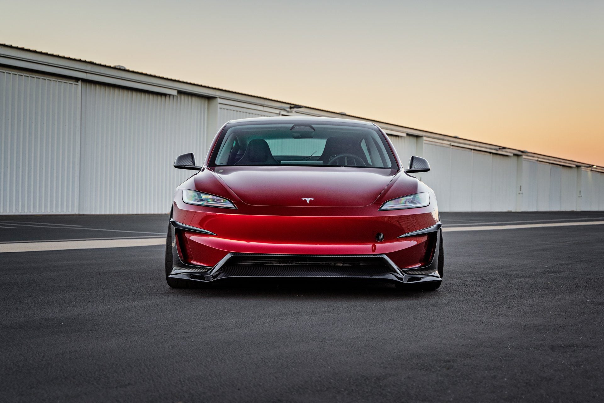 2024 Ultra Red Tesla Model 3 Performance – Carbon Fiber Aero Kit