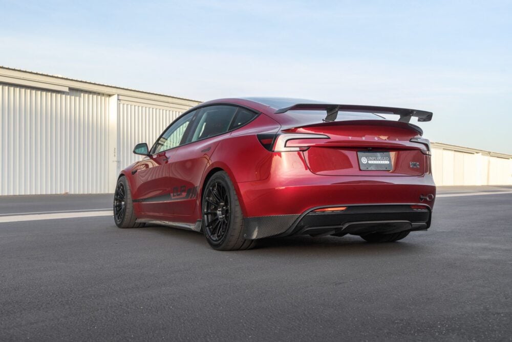 2024 Ultra Red Tesla Model 3 Performance – Carbon Fiber Aero Kit