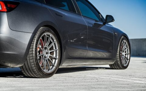 2024 Tesla Model 3 Performance Stealth Grey 19 inch satin titanium UP-03 forged wheels Moderate Lowering Springs Unplugged Performance 1920px Image (10)