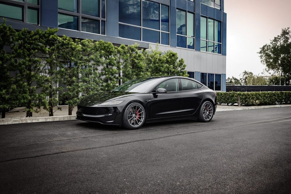 Black Tesla Model 3 Performance – UP-03 Forged Wheels in Satin Titanium