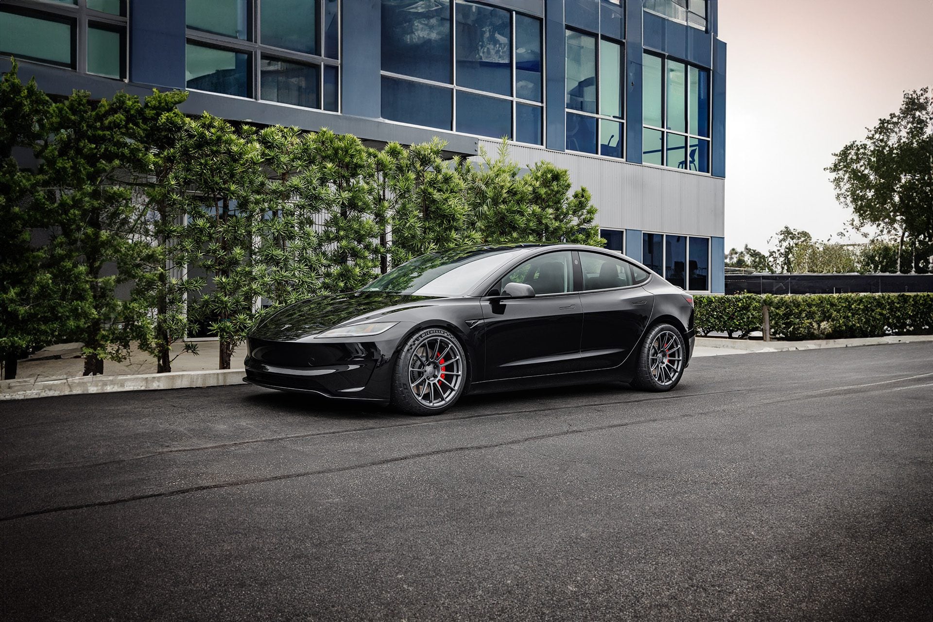 Black Tesla Model 3 Performance – UP-03 Forged Wheels in Satin Titanium