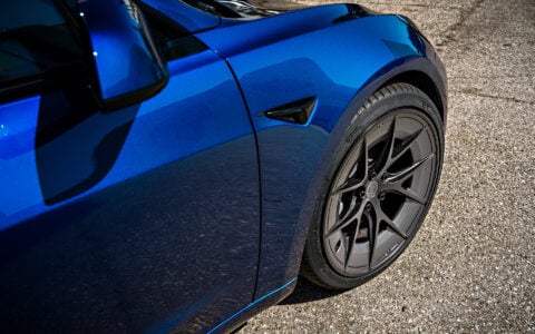 Blue Tesla Model 3 on 20 Inch UP Forged UP-RW Road Warrior Wheels