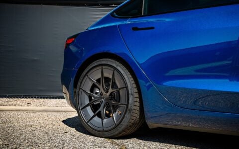 Blue Tesla Model 3 on 20 Inch UP Forged UP-RW Road Warrior Wheels