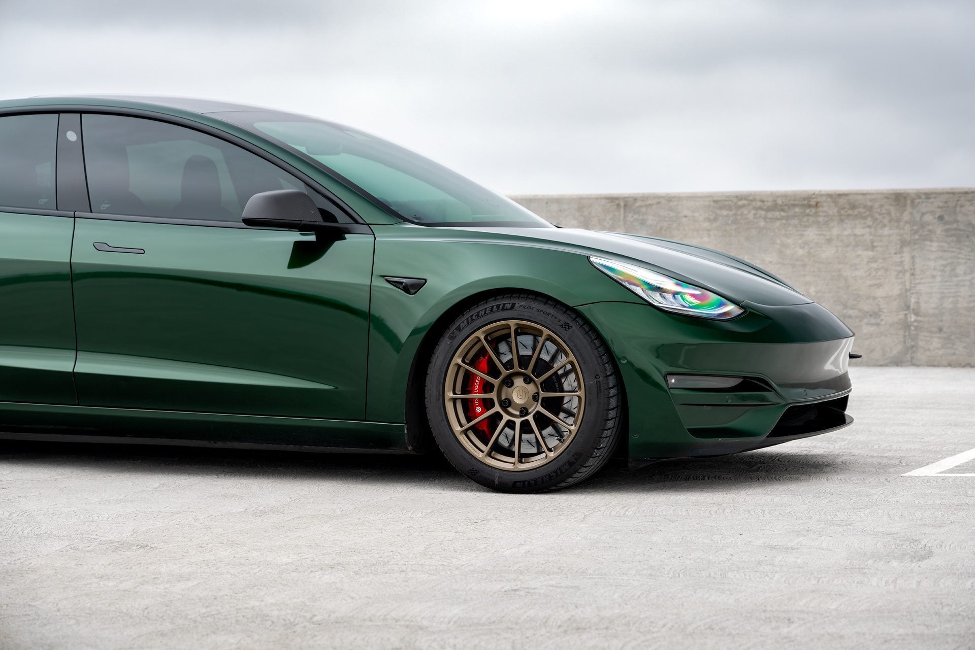 Green Tesla Model 3 UP-03 Satin Bronze Unplugged Performance 1