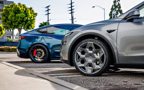 KPMF Gloss Excelsior Blue Wrapped 2024 Tesla Model 3 - UP-03 Forged Wheels in Gloss Black