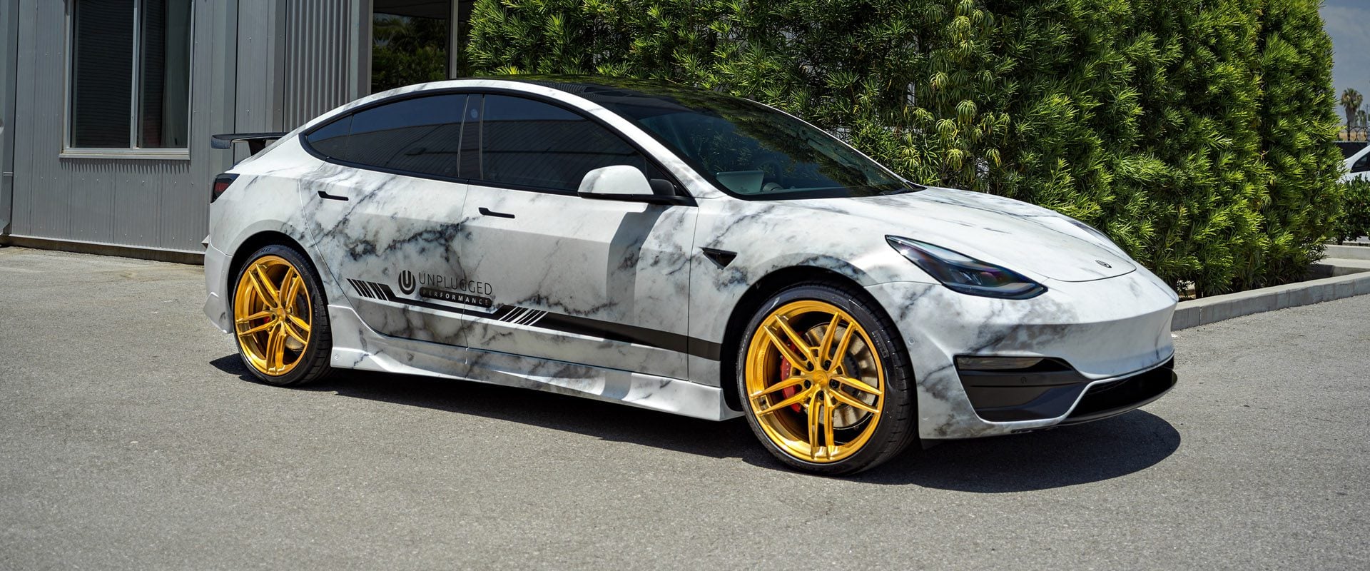 Marble Tesla Model 3 – Unplugged Performance Ascension Aero Kit & UP-04 Forged Wheels