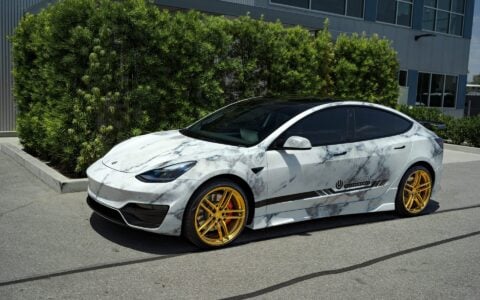 Marble Tesla Model 3 - Unplugged Performance Ascension Aero Kit & UP-04 Wheels