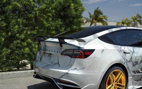 Marble Tesla Model 3 - Unplugged Performance Ascension Aero Kit & UP-04 Wheels