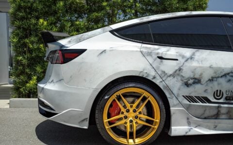 Marble Tesla Model 3 - Unplugged Performance Ascension Aero Kit & UP-04 Wheels