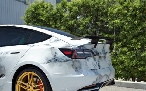 Marble Tesla Model 3 - Unplugged Performance Ascension Aero Kit & UP-04 Wheels