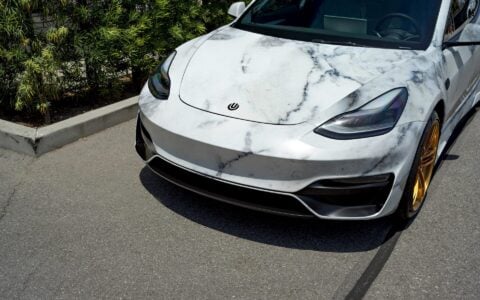 Marble Tesla Model 3 - Unplugged Performance Ascension Aero Kit & UP-04 Wheels