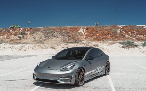 Matte Gray Unplugged Performance Tesla Model 3 Ascension - 21" UP-03 Forged Wheels