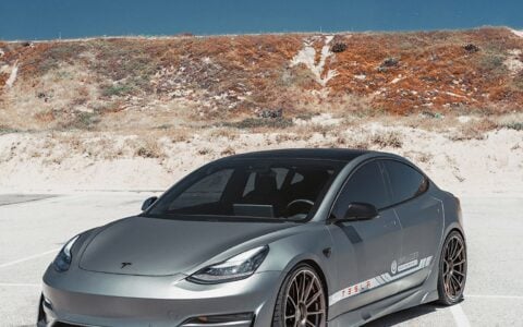 Matte Gray Unplugged Performance Tesla Model 3 Ascension - 21" UP-03 Forged Wheels