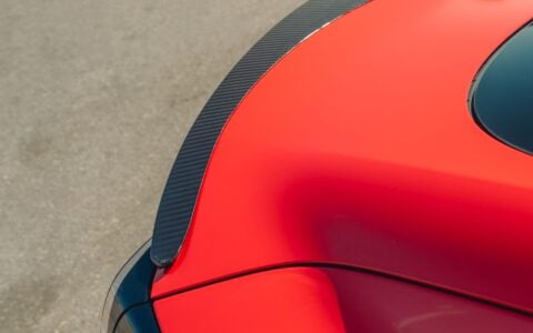 Satin Red Tesla Model 3 - UP x BBS Flugplatz Wheels
