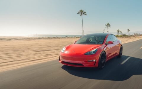 Satin Red Tesla Model 3 - UP x BBS Flugplatz Wheels Image (29)