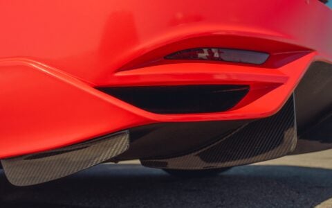 Satin Red Tesla Model 3 - UP x BBS Flugplatz Wheels
