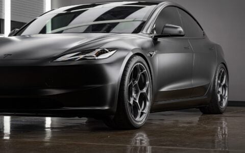 Stealth Black Tesla Model 3 Highland - UP-05 Wheels - Satin Titanium - Unplugged Performance