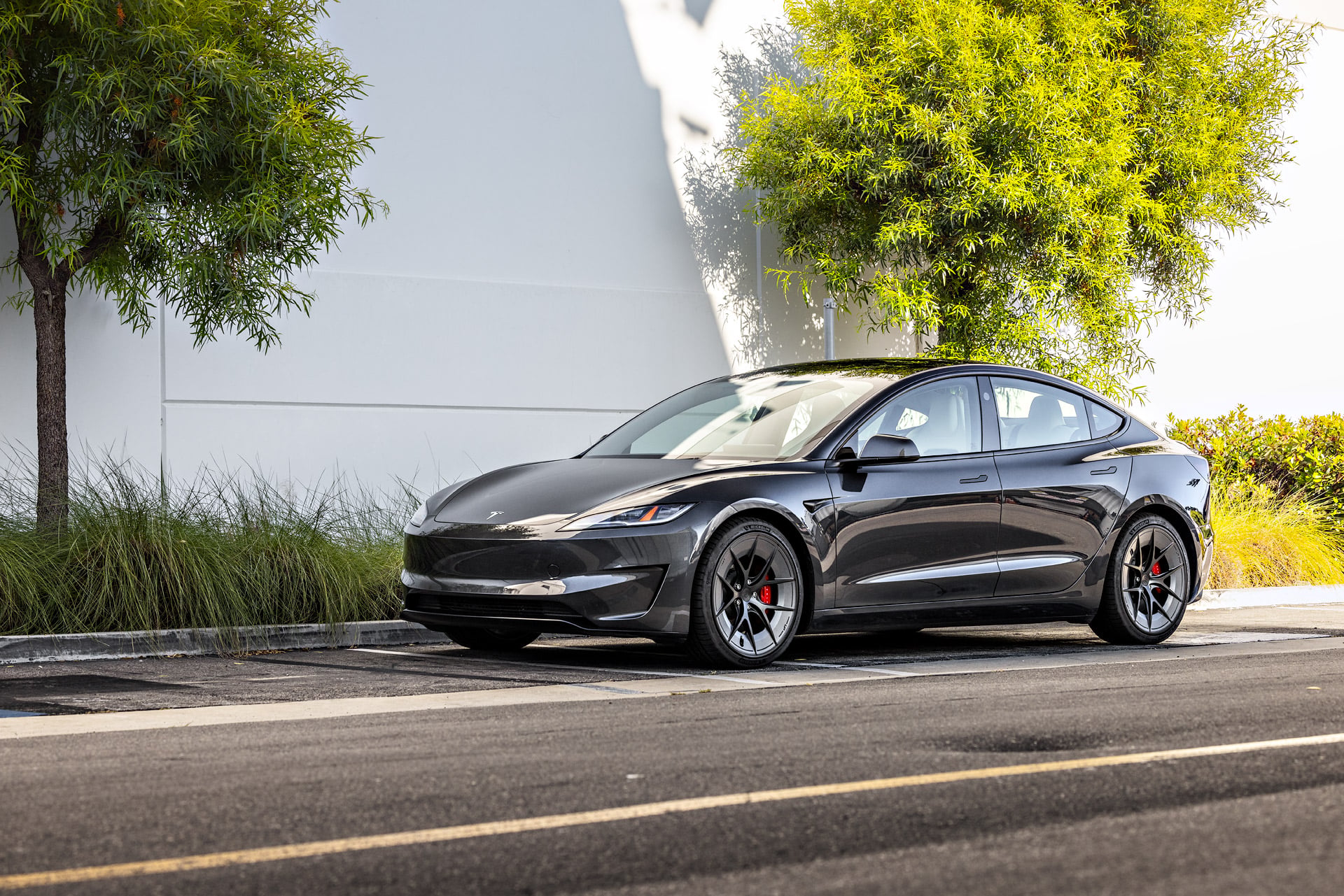 Stealth Grey Tesla Model 3 Highland with 20-inch UP Forged UP-RW Road Warrior Wheels