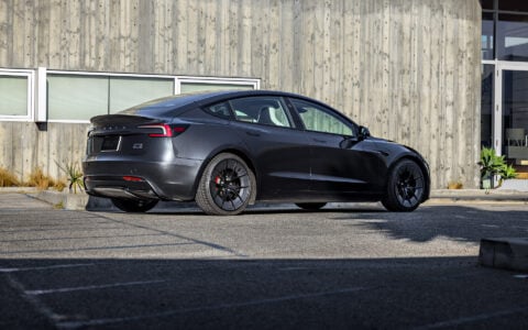 Stealth Grey Tesla Model 3 Highland with 20-inch UP Forged UP-RW Road Warrior Wheels 17