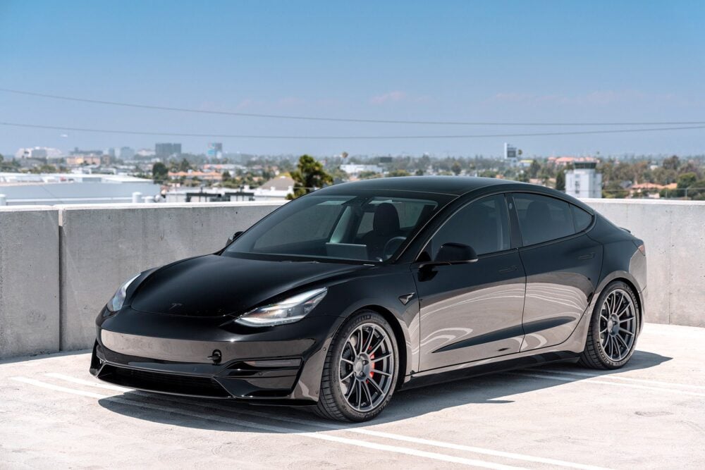 Black Tesla Model 3 Performance – UP-03 Forged Wheels in Satin Titanium