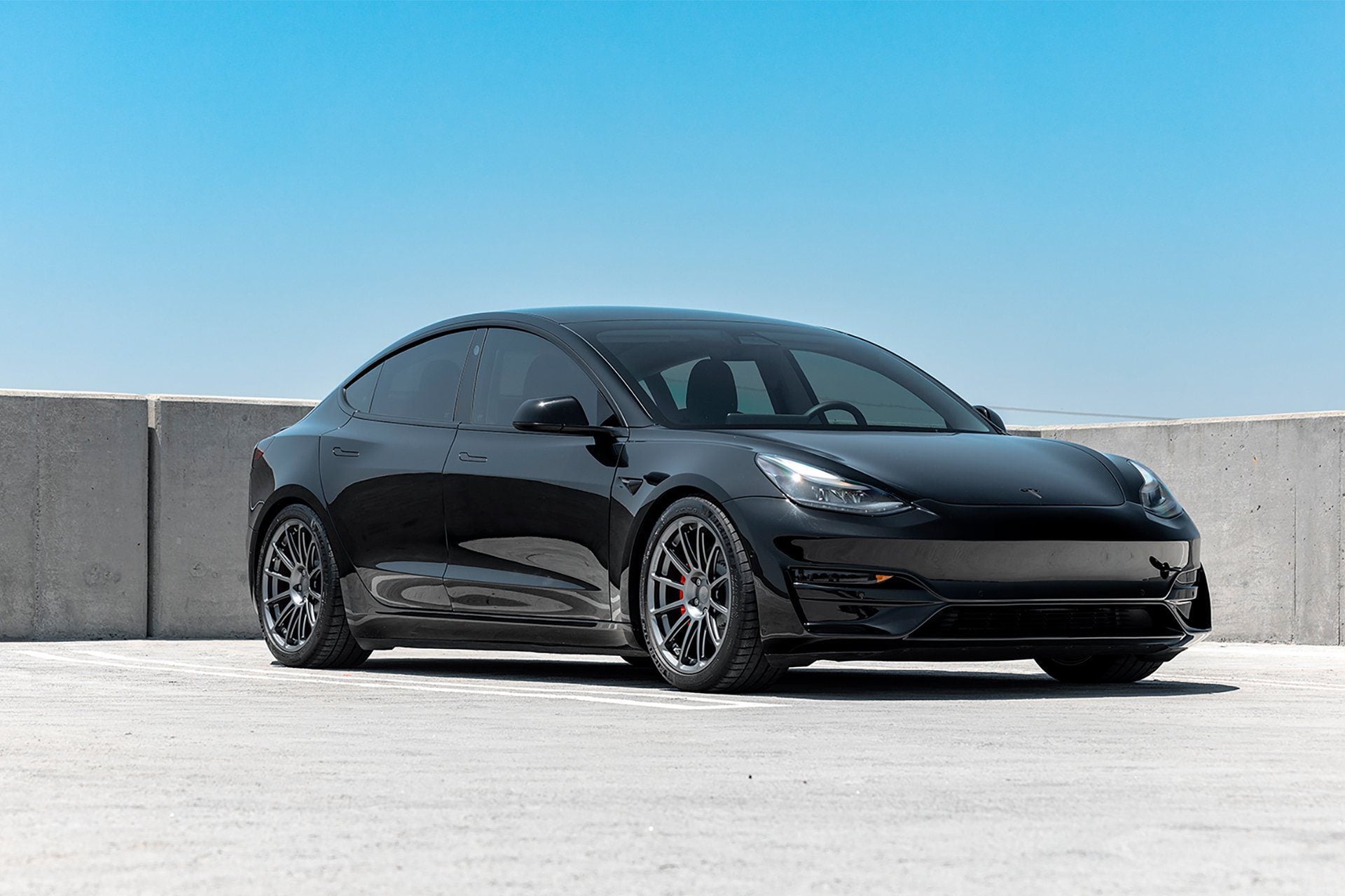 Black Tesla Model 3 Performance – UP-03 Forged Wheels in Satin Titanium