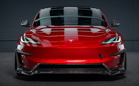 Red Rocket 2024 Tesla Model 3 Performance with Carbon Fiber Aero Kit on UP Forged UP-03 Wheels in Gloss Black