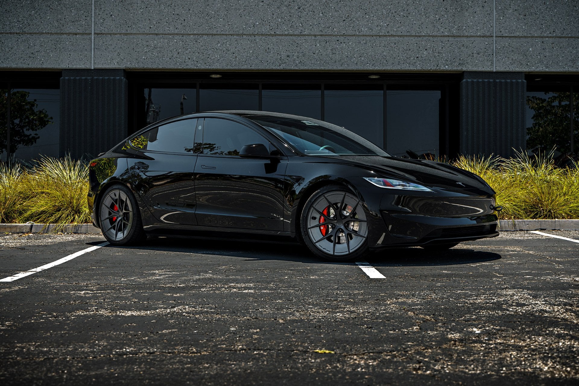 Black 2024 Tesla Model 3 Performance Highland on 20 Inch UP Forged UP-RW Road Warrior Wheels