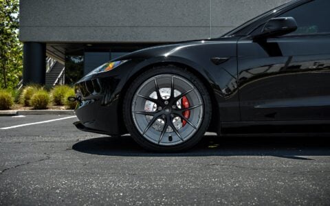 Black 2024 Tesla Model 3 Performance Highland on 20 Inch UP Forged UP-RW Road Warrior Wheels