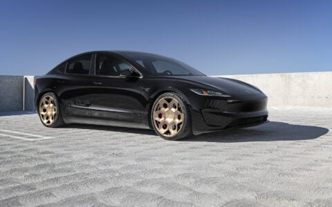 Tesla Model 3 Performance Highland with Satin Bronze 20 inch CYBRHEX Forged Wheels 1
