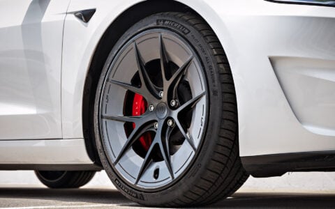White 2024 Tesla Model 3 on 20 Inch UP Forged UP-RW Road Warrior Wheels