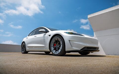 White 2024 Tesla Model 3 on 20 Inch UP Forged UP-RW Road Warrior Wheels