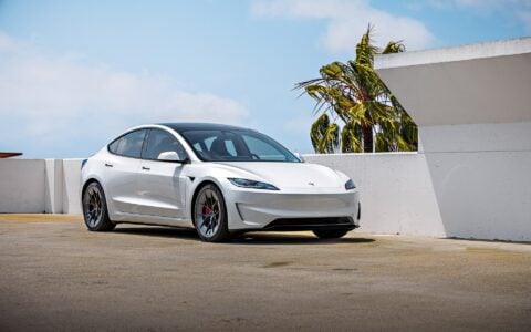 White 2024 Tesla Model 3 on 20 Inch UP Forged UP-RW Road Warrior Wheels