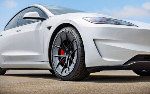 White 2024 Tesla Model 3 on 20 Inch UP Forged UP-RW Road Warrior Wheels