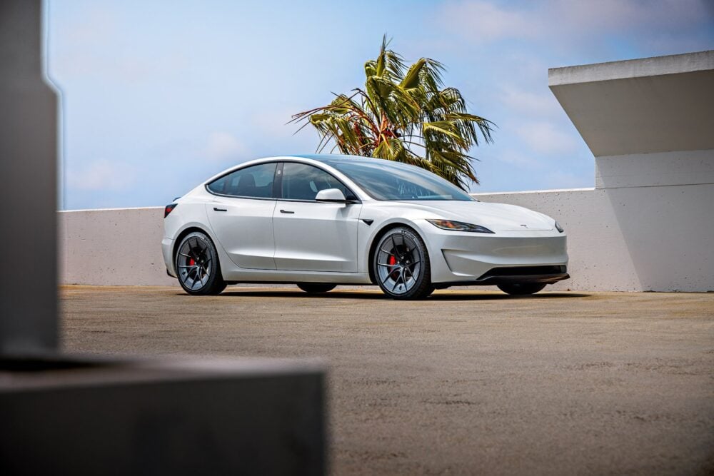 White 2024 Tesla Model 3 on 20 Inch UP Forged UP-RW Road Warrior Wheels