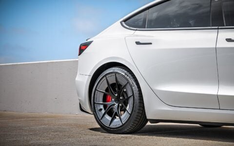 White 2024 Tesla Model 3 on 20 Inch UP Forged UP-RW Road Warrior Wheels
