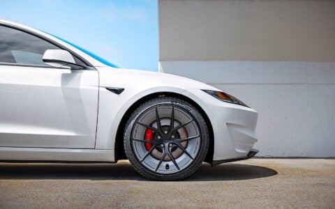White 2024 Tesla Model 3 on 20 Inch UP Forged UP-RW Road Warrior Wheels