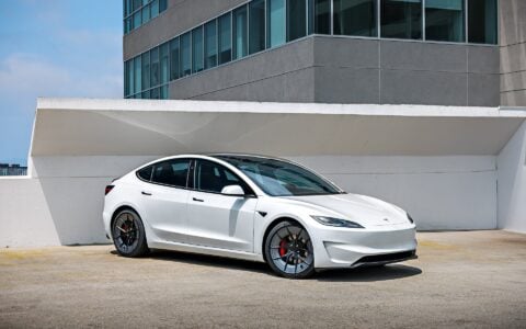 White 2024 Tesla Model 3 on 20 Inch UP Forged UP-RW Road Warrior Wheels