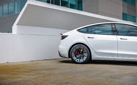 White 2024 Tesla Model 3 on 20 Inch UP Forged UP-RW Road Warrior Wheels