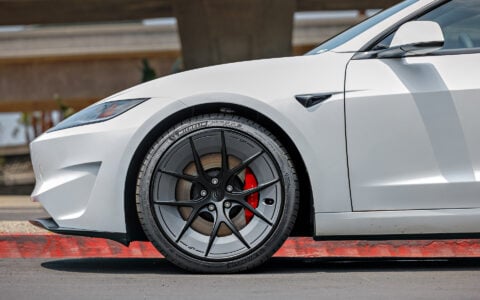White 2024 Tesla Model 3 on 20 Inch UP Forged UP-RW Road Warrior Wheels