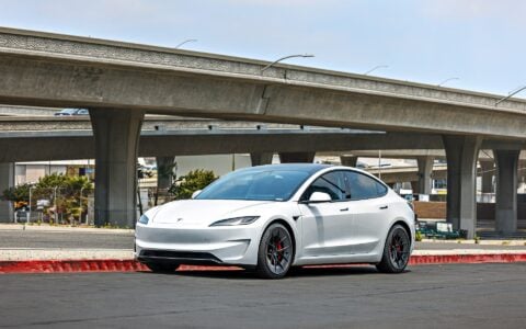 White 2024 Tesla Model 3 on 20 Inch UP Forged UP-RW Road Warrior Wheels