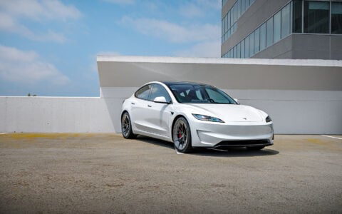 White 2024 Tesla Model 3 on 20 Inch UP Forged UP-RW Road Warrior Wheels