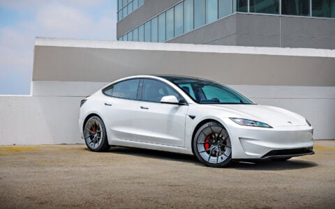 White 2024 Tesla Model 3 on 20 Inch UP Forged UP-RW Road Warrior Wheels