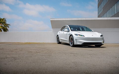 White 2024 Tesla Model 3 on 20 Inch UP Forged UP-RW Road Warrior Wheels