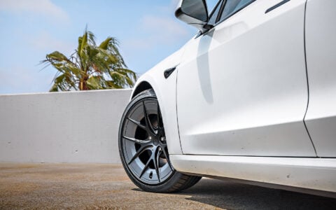 White 2024 Tesla Model 3 on 20 Inch UP Forged UP-RW Road Warrior Wheels