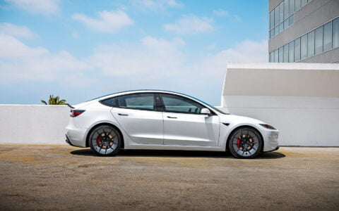 White 2024 Tesla Model 3 on 20 Inch UP Forged UP-RW Road Warrior Wheels