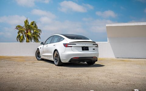 White 2024 Tesla Model 3 on 20 Inch UP Forged UP-RW Road Warrior Wheels