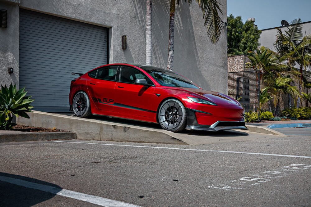 Red Rocket 2024 Tesla Model 3 Performance on 20 Inch UP Forged UP-RW Road Warrior Wheels