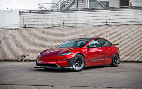 Red Rocket 2024 Tesla Model 3 Performance on 20 Inch UP Forged UP-RW Road Warrior Wheels