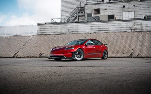 Red Rocket 2024 Tesla Model 3 Performance on 20 Inch UP Forged UP-RW Road Warrior Wheels